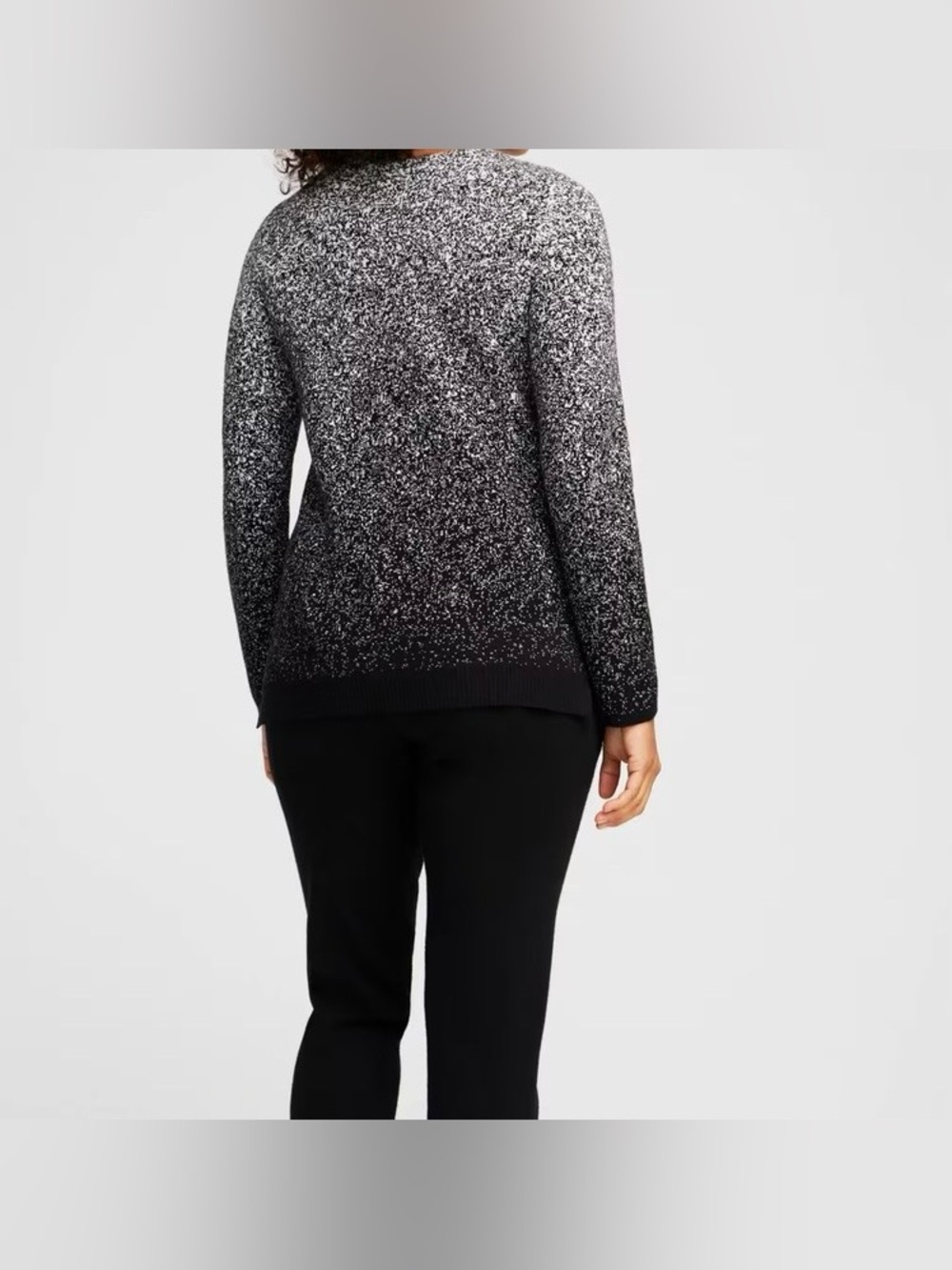 Chicos Zenergy Luxe Cashmere Blend Sweater Womens 3 XL Black White Ombre Knit - Picture 11 of 11